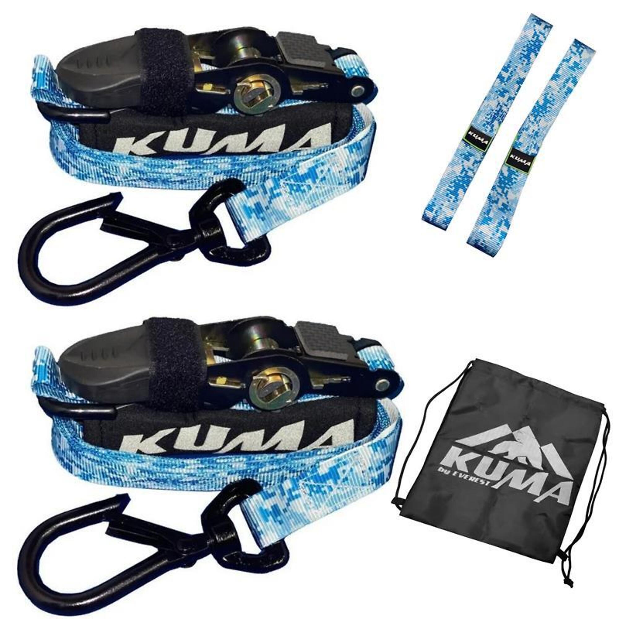 Kuma, 1in. x 12ft.RatchTie Down 2pk - 1500 Brk Strength, Working Load 500 lb, Straps (qty.) 2 Breaking Strength 1500 lb, Model# S2112DB-A